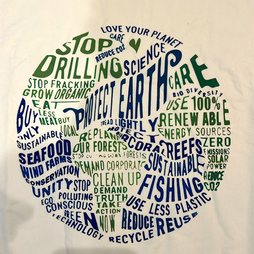 Eco-Friendly Earth Protection Graphic T-Shirt Environmental Message Print Medium - Picture 2 of 3